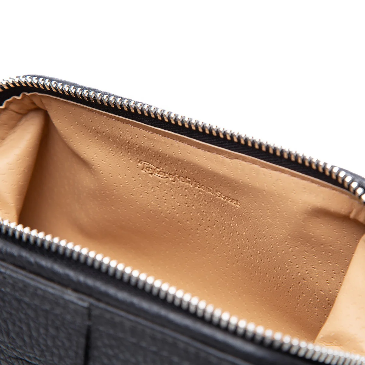 Mini Black Leather Wash Bag - Image 3